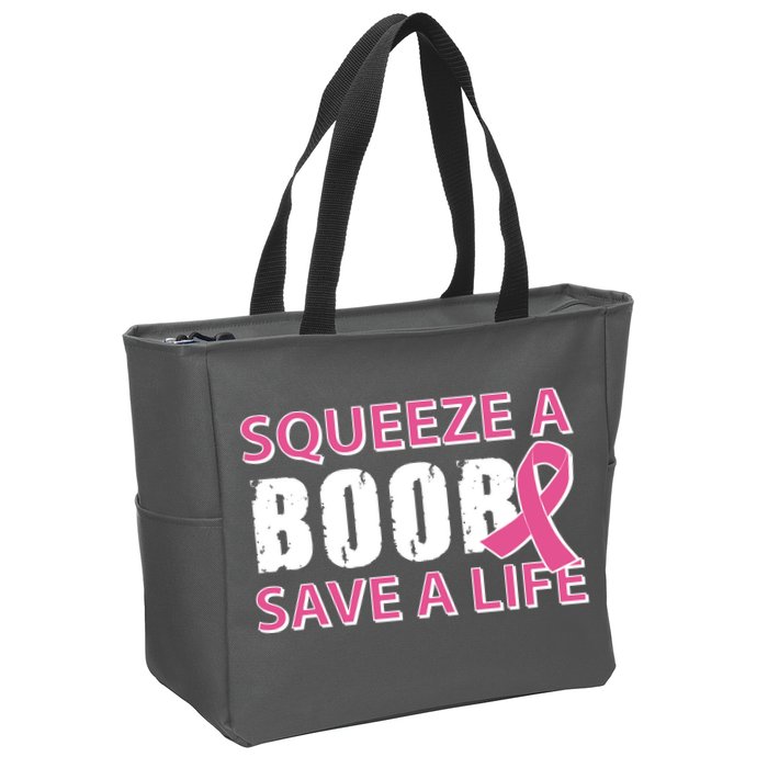 Squeeze A Boob Save A Life Zip Tote Bag