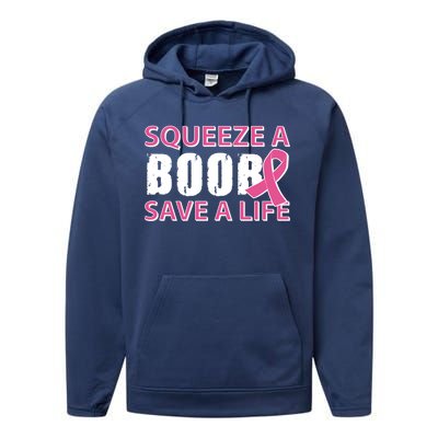 Squeeze A Boob Save A Life Performance Fleece Hoodie