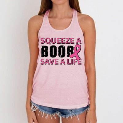 Squeeze A Boob Save A Life Women's Knotted Racerback Tank