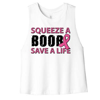 Squeeze A Boob Save A Life Women's Racerback Cropped Tank