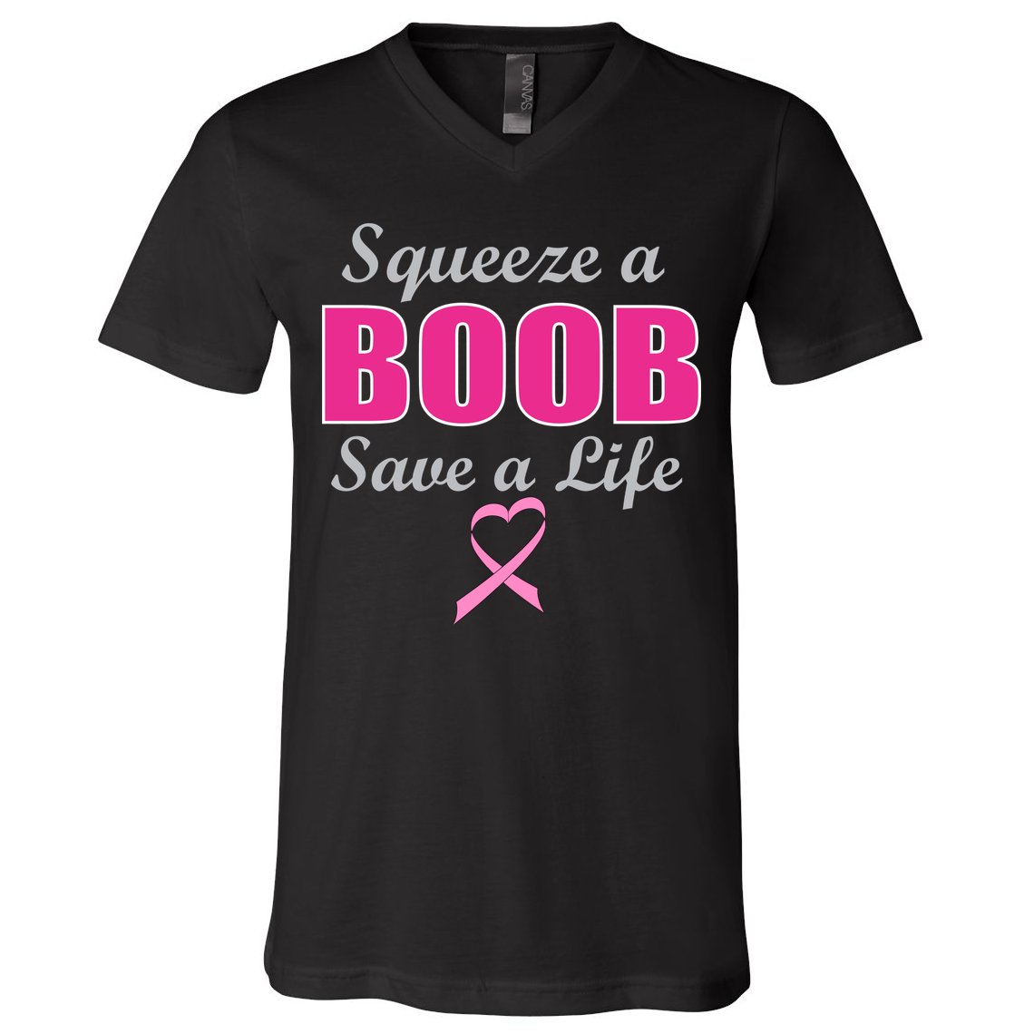 Squeeze A Boob Save A Life Breast Cancer V-Neck T-Shirt