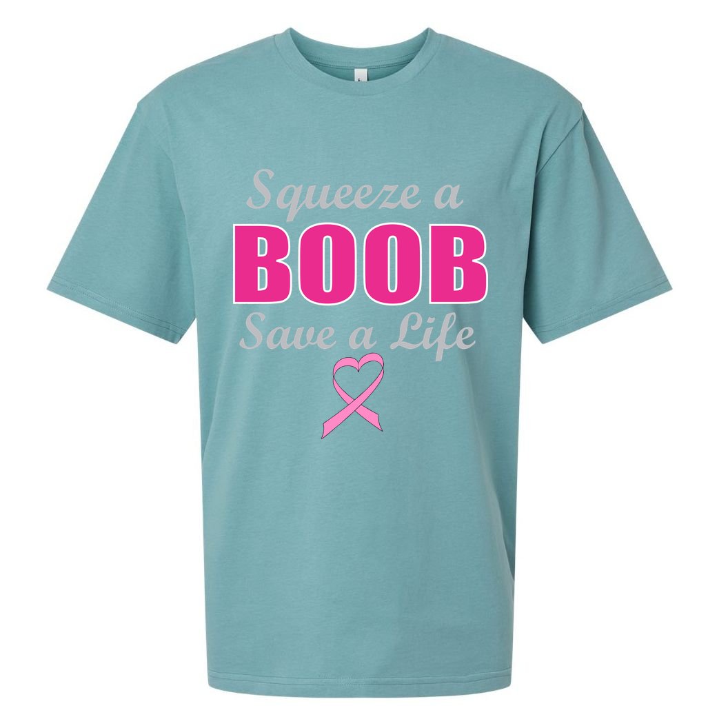 Squeeze A Boob Save A Life Breast Cancer Sueded Cloud Jersey T-Shirt