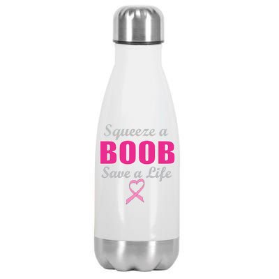 Squeeze A Boob Save A Life Breast Cancer Stainless Steel Insulated Water Bottle