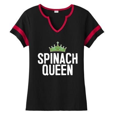 Spinach Queen Vegan Vegetable Lover Gift Ladies Halftime Notch Neck Tee