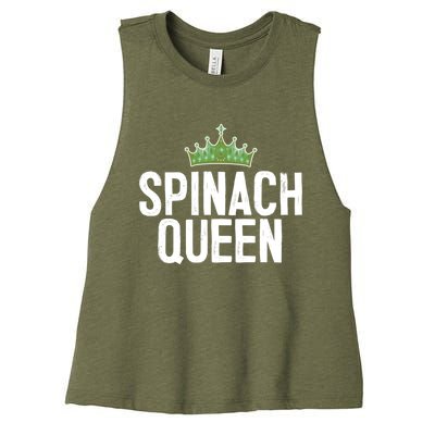 Spinach Queen Vegan Vegetable Lover Gift Women's Racerback Cropped Tank