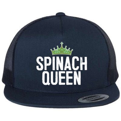 Spinach Queen Vegan Vegetable Lover Gift Flat Bill Trucker Hat