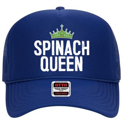 Spinach Queen Vegan Vegetable Lover Gift High Crown Mesh Back Trucker Hat