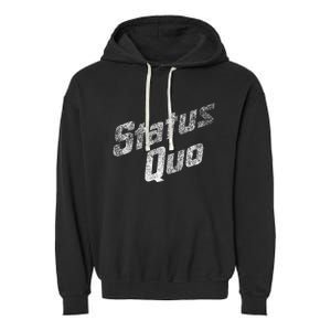 Status Quo White Distressed Logo Garment-Dyed Fleece Hoodie