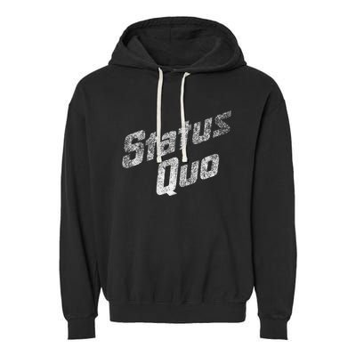 Status Quo White Distressed Logo Garment-Dyed Fleece Hoodie