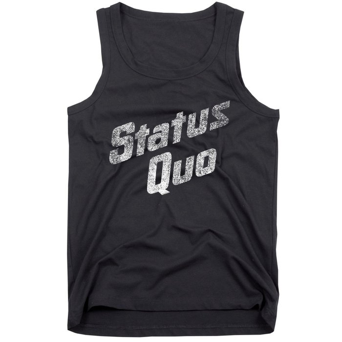 Status Quo White Distressed Logo Tank Top