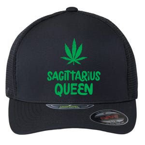 Sagittarius Queen Weed Marijuana Leaf Horoscope Astrology Gift Flexfit Unipanel Trucker Cap