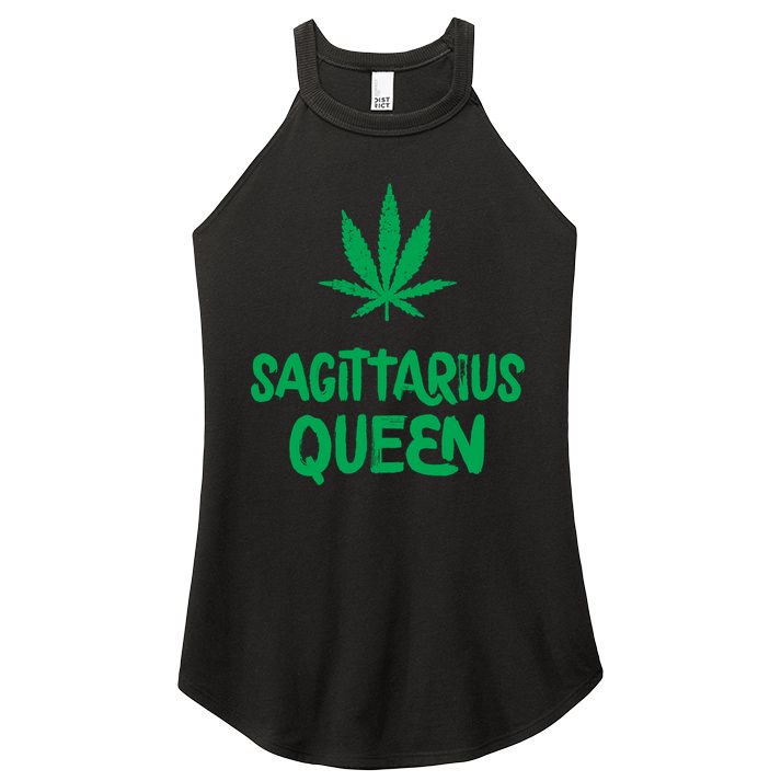Sagittarius Queen Weed Marijuana Leaf Horoscope Astrology Gift Women's Perfect Tri Rocker Tank