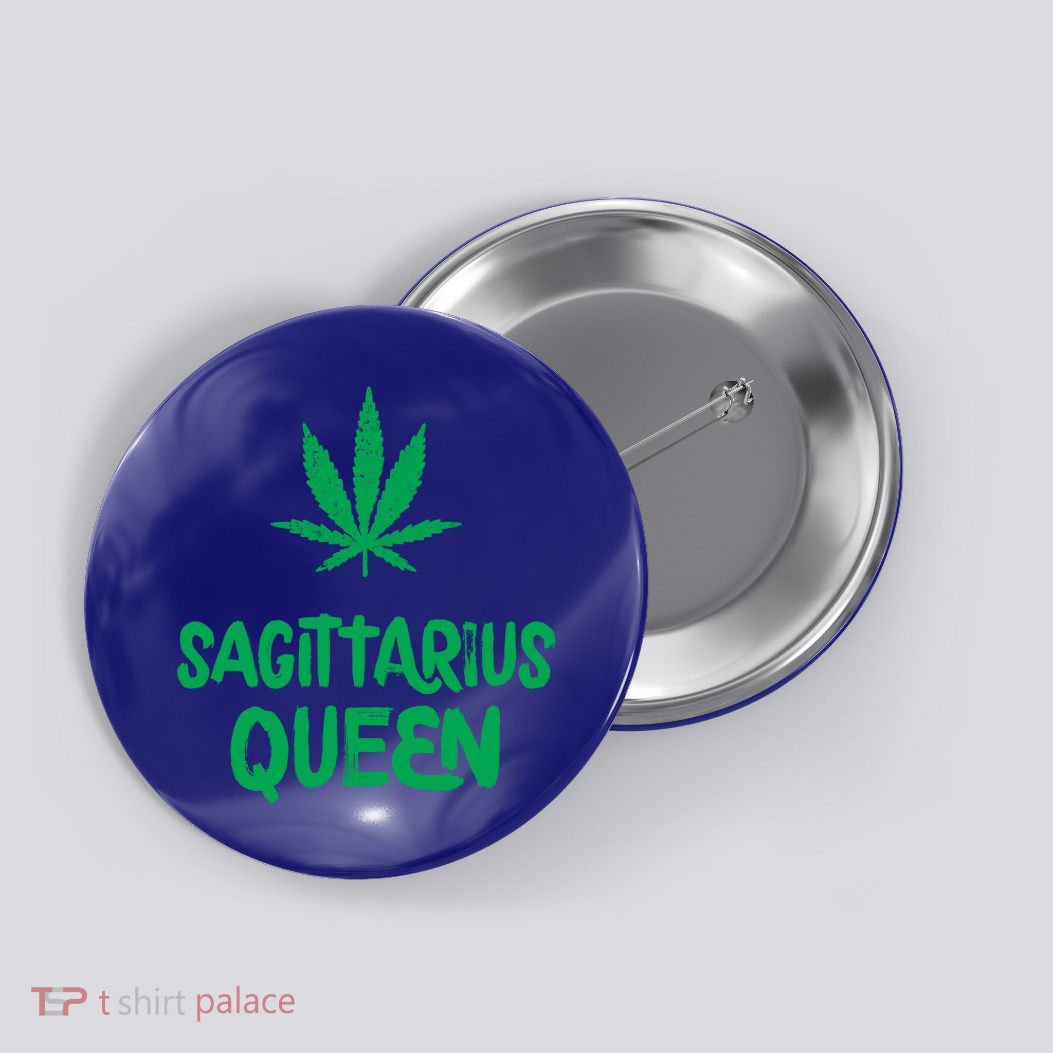 Sagittarius Queen Weed Marijuana Leaf Horoscope Astrology Gift Button