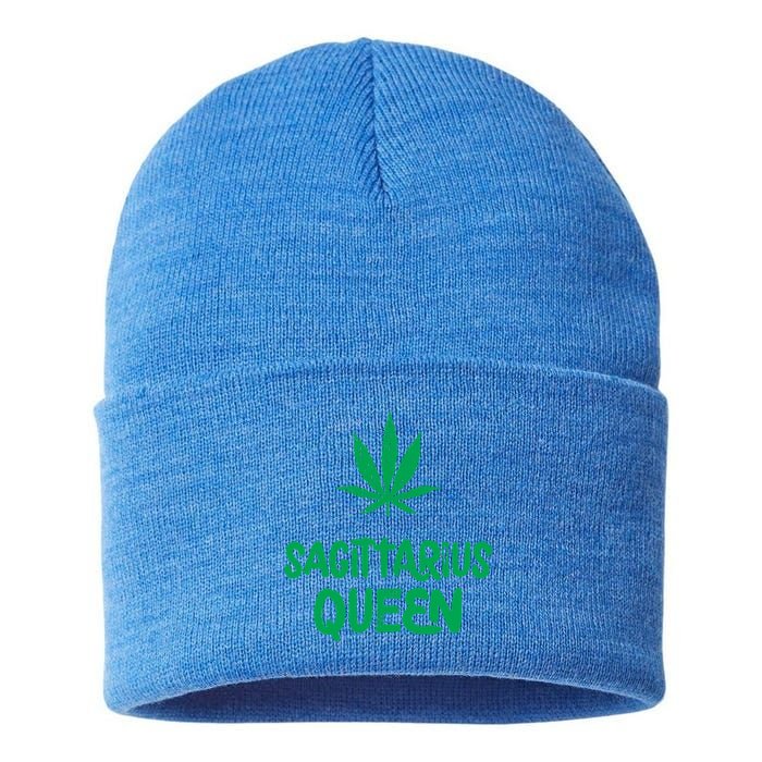 Sagittarius Queen Weed Marijuana Leaf Horoscope Astrology Gift Sustainable Knit Beanie