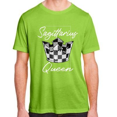 Sagittarius Queen Zodiac Sign Checkerboard Pattern Crown Cute Gift Adult ChromaSoft Performance T-Shirt