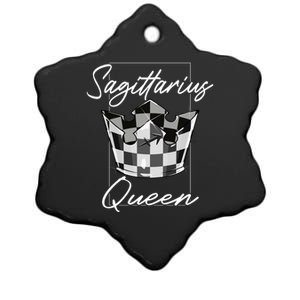 Sagittarius Queen Zodiac Sign Checkerboard Pattern Crown Cute Gift Ceramic Star Ornament