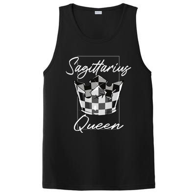 Sagittarius Queen Zodiac Sign Checkerboard Pattern Crown Cute Gift PosiCharge Competitor Tank