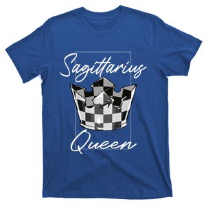 Sagittarius Queen Zodiac Sign Checkerboard Pattern Crown Cute Gift T-Shirt