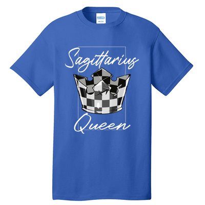 Sagittarius Queen Zodiac Sign Checkerboard Pattern Crown Cute Gift Tall T-Shirt