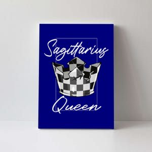 Sagittarius Queen Zodiac Sign Checkerboard Pattern Crown Cute Gift Canvas