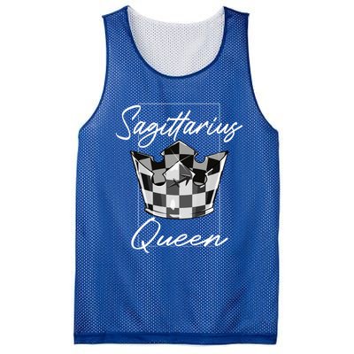 Sagittarius Queen Zodiac Sign Checkerboard Pattern Crown Cute Gift Mesh Reversible Basketball Jersey Tank