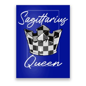 Sagittarius Queen Zodiac Sign Checkerboard Pattern Crown Cute Gift Poster