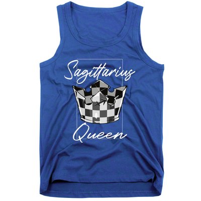 Sagittarius Queen Zodiac Sign Checkerboard Pattern Crown Cute Gift Tank Top