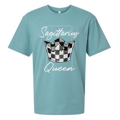 Sagittarius Queen Zodiac Sign Checkerboard Pattern Crown Cute Gift Sueded Cloud Jersey T-Shirt