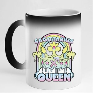 Sagittarius Queen Zodiac Sign With Crown Kawaii Pastel Goth Cool Gift 11oz Black Color Changing Mug