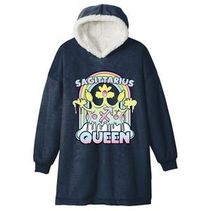 Sagittarius Queen Zodiac Sign With Crown Kawaii Pastel Goth Cool Gift Hooded Wearable Blanket