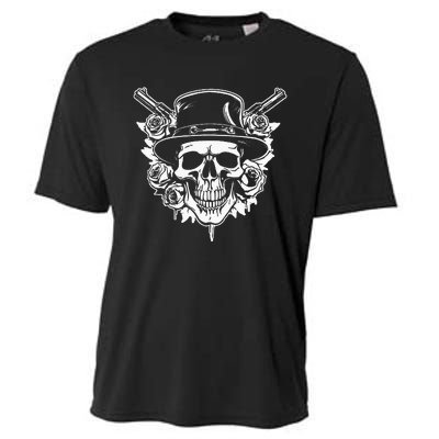 Skeleton Roses 1980s Glam Rock 80s Guitar Guns Skull Roses Cooling Performance Crew T-Shirt