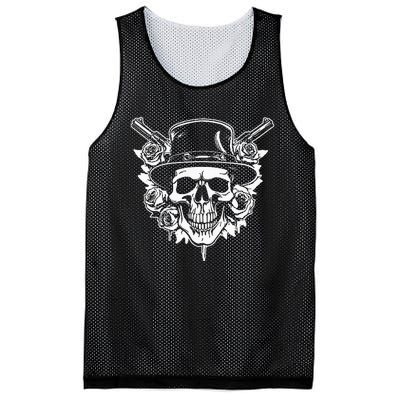 Skeleton Roses 1980s Glam Rock 80s Guitar Guns Skull Roses Mesh Reversible Basketball Jersey Tank