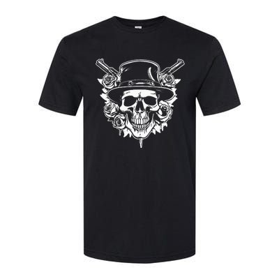 Skeleton Roses 1980s Glam Rock 80s Guitar Guns Skull Roses Softstyle® CVC T-Shirt