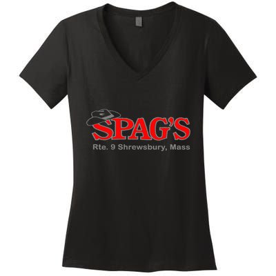 SpagS Rte 9 Shrewsbury Massachusetts Nostalgia Vintage Women's V-Neck T-Shirt