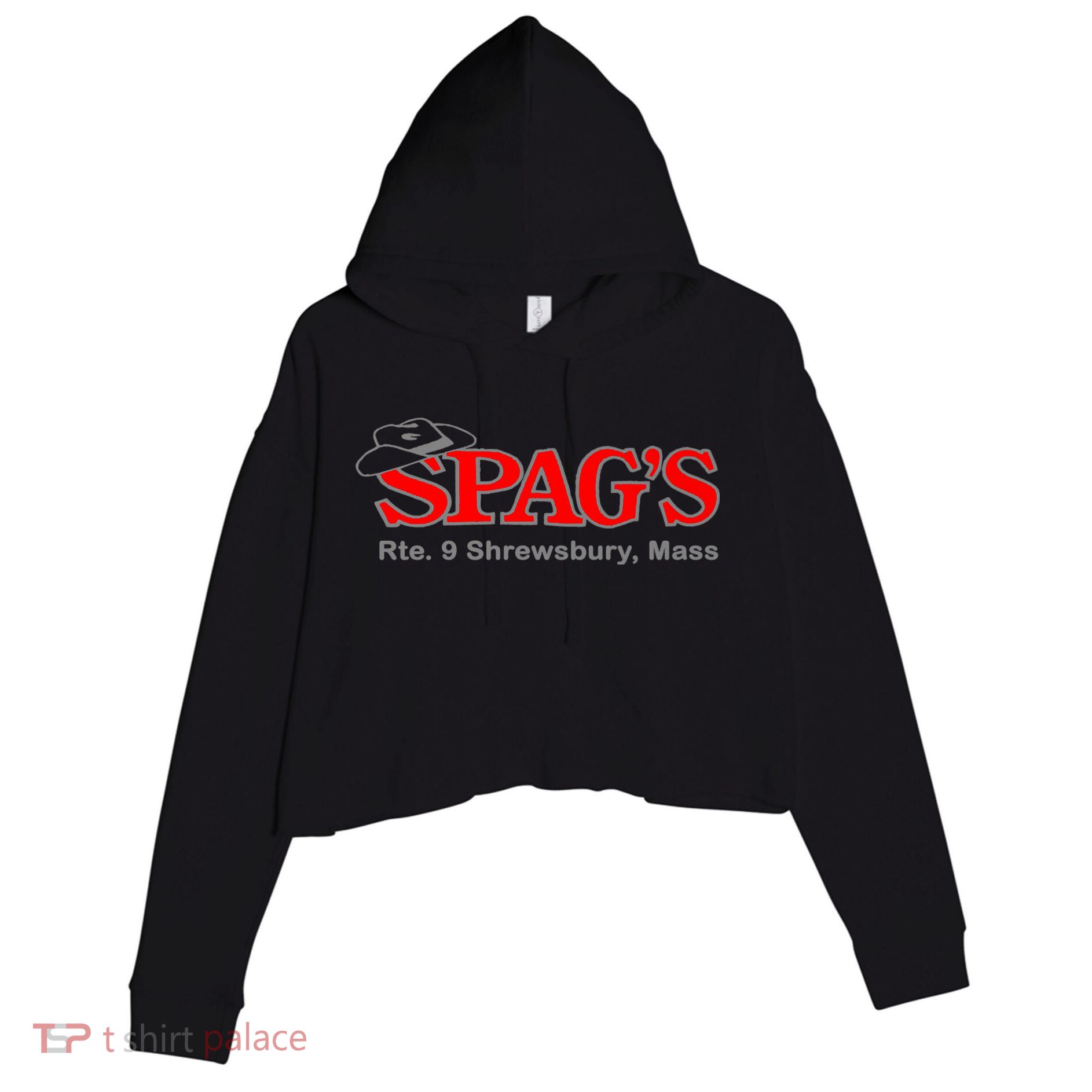 SPAG'S Rte 9 Shrewsbury Massachusetts Nostalgia Vintage Crop Fleece Hoodie