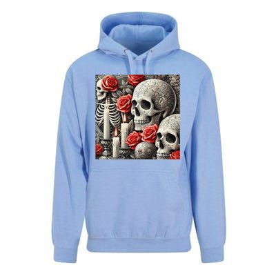 Skulls Roses And Candles Halloween Thrills Spooky Scary Unisex Surf Hoodie