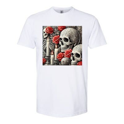 Skulls Roses And Candles Halloween Thrills Spooky Scary Softstyle CVC T-Shirt