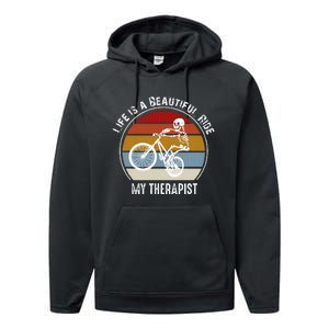 Skeleton Riding A Bicycle Life Is A Beautiful Bicycling Performance Fleece Hoodie