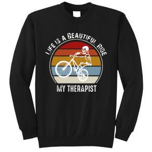 Skeleton Riding A Bicycle Life Is A Beautiful Bicycling Sweatshirt