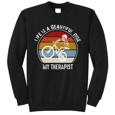 Skeleton Riding A Bicycle Life Is A Beautiful Bicycling Sweatshirt