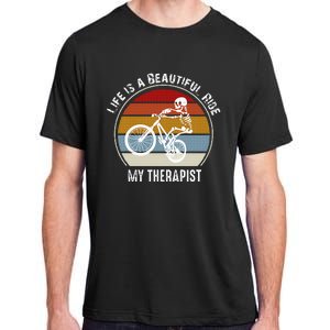 Skeleton Riding A Bicycle Life Is A Beautiful Bicycling Adult ChromaSoft Performance T-Shirt