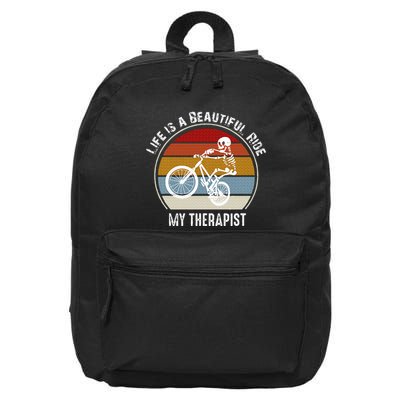 Skeleton Riding A Bicycle Life Is A Beautiful Bicycling 16 in Basic Backpack