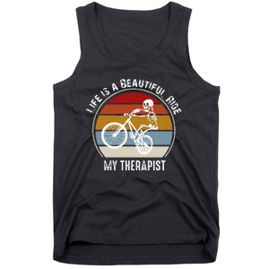 Skeleton Riding A Bicycle Life Is A Beautiful Bicycling Tank Top