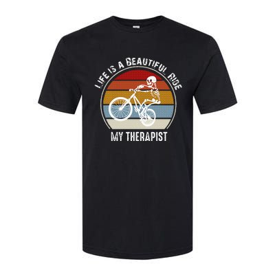 Skeleton Riding A Bicycle Life Is A Beautiful Bicycling Softstyle CVC T-Shirt