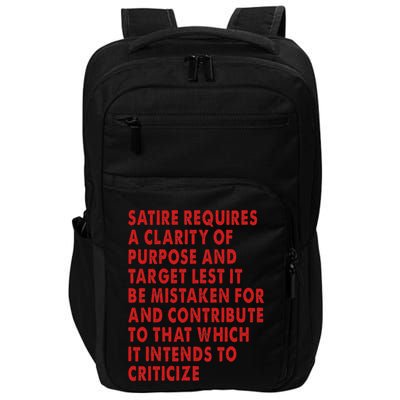 Satire Requires A Clarity Of Purpose And Target Impact Tech Backpack