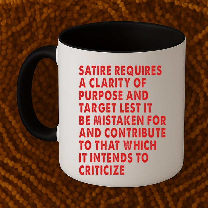 Satire Requires A Clarity Of Purpose And Target Mug