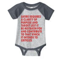 Satire Requires A Clarity Of Purpose And Target Infant Baby Jersey Bodysuit
