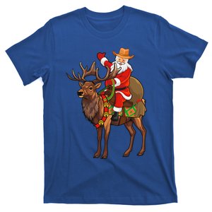 Santa Riding A Reindeer Funny Cow Christmas Gift T-Shirt