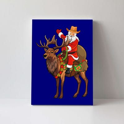 Santa Riding A Reindeer Funny Cow Christmas Gift Canvas