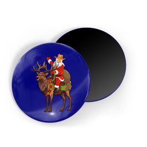 Santa Riding A Reindeer Funny Cow Christmas Gift Magnet